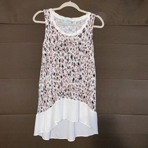 Brown pink cream sleeveless tunic top